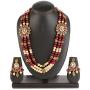 Efulgenz Indian Bollywood Multi Layered Faux Ruby Kundan Pearl Beads Bridal Wedding Floral Necklace Earrings Jewelry Set for Women