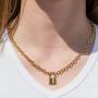 Lock Pendant Necklace Statement Long Chain Punk Multilayer Choker Necklace for Women Girls