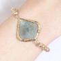 Semi Precious Natural Stone Statement Bracelet - Healing Beaded Strand Bangle, Gem Pendent Quartz Prayer Friendship Chain Cuff