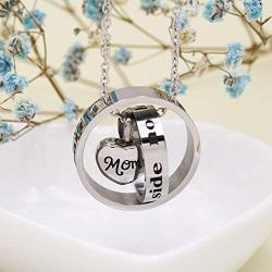 Two Circled with Heart Cremation Charm Pendant Stainless Steel Memorial Urn Necklace Ashes Holder Urn Keepsake Jewelry