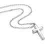 REVEMCN Cross Necklace for Men Women Kids, Silver Gold Black Stainless Steel Simple Cross Pendant Necklace 18-22 Inches Chain