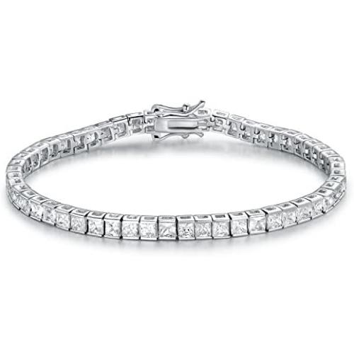 GMESME Women Princess Cut Cubic Zirconia Classic Tennis Bracelet 7.5 Inch