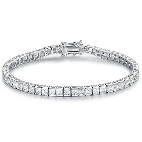 GMESME Women Princess Cut Cubic Zirconia Classic Tennis Bracelet 7.5 Inch GMESME Women Princess Cut Cubic Zirconia Classic Tennis Bracelet 7.5 Inch