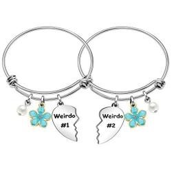 Maxforever Women Girls Weirdo #1 Weirdo #2'' Best Friend Forever Charm Pendant Bracelet Bangle Friendship Gift
