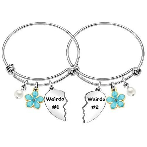 Maxforever Women Girls Weirdo #1 Weirdo #2'' Best Friend Forever Charm Pendant Bracelet Bangle Friendship Gift