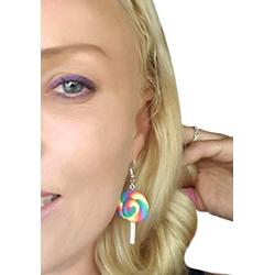 Colorful Rainbow Lollipop Dangle Earrings Sweet Lovely Swirl Lollipop Candy Pendant Drop Earrings Sugar Sweets Set for Women Girl