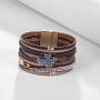 Hutou Cross Leather Bracelets for Women Evil Eye Bracelets for Teen Girls Birthday Gifts Boho Jewelry