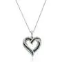 Amazon Collection Sterling Silver Blue and White Diamond Heart Pendant Necklace (1/2 cttw), 18''