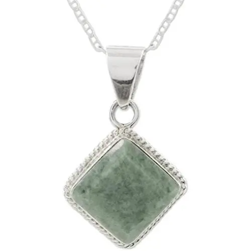 NOVICA Jade .925 Sterling Silver Pendant Necklace, 18'' Maya Wisdom NOVICA Jade .925 Sterling Silver Pendant Necklace, 18'' Maya Wisdom