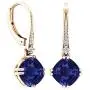 Dazzlingrock Collection 14K 8 MM Each Cushion Cut Lab Created Gemstone & Round Cut White Diamond Drop Earrings, Rose Gold Dazzlingrock Collection 14K 8 MM Each Cushion Cut Lab Created Gemstone & Round Cut White Diamond Drop Earrings, Rose Gold