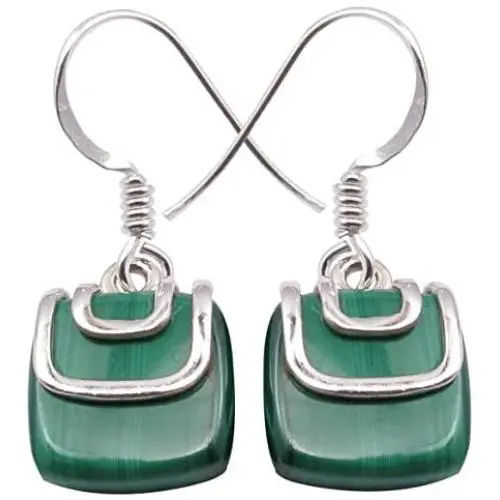 SilverStarJewel Cab Malachite Dangle Earrings 2.8 cm 3.6 Grams 925 Solid Sterling Silver SilverStarJewel Cab Malachite Dangle Earrings 2.8 cm 3.6 Grams 925 Solid Sterling Silver