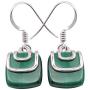 SilverStarJewel Cab Malachite Dangle Earrings 2.8 cm 3.6 Grams 925 Solid Sterling Silver