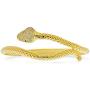 Egyptian Serpent Style Wrap Snake Green Eye CZ Cubic Zirconia Bypass Bangle Bracelet for Women 14K Gold Plated Bras
