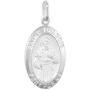 Sterling Silver St Francis Medal Necklace 7/8 inch Oval Italy 0.8mm Chain