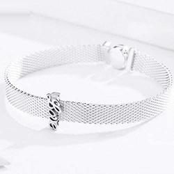 MEETCCY Fashion Jewelry 925 Sterling Silver Reflexions Bracelet for Women Mesh Bracelet Clip Beads & Safe Chain.Birthday for Friends Mothers Wife and Daughters