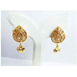 Detail Heart Drop Dangle 24k Gold-plated 24K 22K Thai Baht Yellow Gold Earrings Jewelry Gold for Women