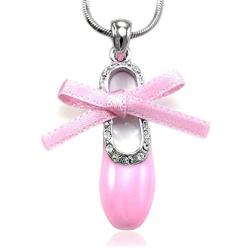 Soulbreezecollection Pink Bowtie Ribbon Ballerina Dancer Ballet Dance Shoes Pendant Necklace Charm
