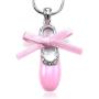 Soulbreezecollection Pink Bowtie Ribbon Ballerina Dancer Ballet Dance Shoes Pendant Necklace Charm