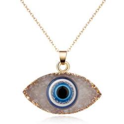 HUNO Classic Turkish Evil Eye Necklace Imitated Druzy Pendant Gold Plated Faith Protection Lucky Jewelry for Women and Girls Party Special Days