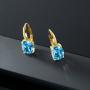 Gem Stone King 5.40 Ct Oval Swiss Blue Topaz 18K Yellow Gold Plated Silver Earrings