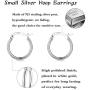 Silver Hoop Earrings for Women, 4 Pairs Small Silver Huggie Earrings Hoop Set | Mini Cartilage Hypoallergenic Tragus Helix Jewelry for Girls Men Teenagers (12mm/15mm/20mm/24mm)