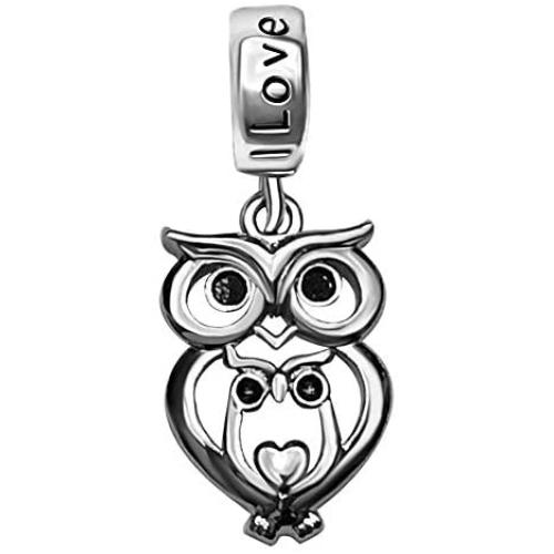 JMQJewelry Owl Mom Love Baby Heart Family Dangle Charms for Bracelets Mothers Christmass Day