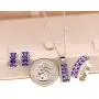 Uloveido Platinum Plated Oval Cut Cubic Zirconia 7 Stones Necklace Earrings and Ring Half Moon Party Jewelry Set T502