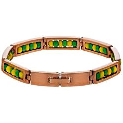 In Season Jewelry Stainless Steel Rose Matte Tone Link Idle Orula Bracelet Babalawos Santeria 8''