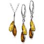 Sterling Silver Amber Dreams Necklace Earrings Set 18 Inches