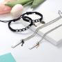 Thunaraz 4Pcs Couple Bracelet Necklace Love Gift Set Heart and Key Lettering Necklace for Women Men Handmade Braided Matching Rope Bracelet for Couples King and Queen Bracelets Adjustable