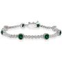 Sterling Silver Genuine, Created or Simulated Gemstone & White Topaz Round Halo Tennis Bracelet