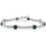 Sterling Silver Genuine, Created or Simulated Gemstone & White Topaz Round Halo Tennis Bracelet Sterling Silver Genuine, Created or Simulated Gemstone & White Topaz Round Halo Tennis Bracelet