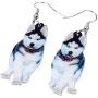 NEWEI Acrylic Drop Dangle Sweet Siberian Husky Dog Earrings Fashion Jewelry For Women Girl Gift Charms
