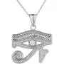 Unique Sterling Silver Egyptian White Eye of Horus Pendant Necklace