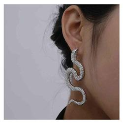 Olbye Snake Studs Earrings Silver Long Dangle Serpent Earrings Minimalist Earrings Special Jewelry for Halloween Women and Girls (Silver)
