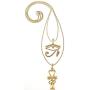 GWOOD Eye on Ankh with Eye of Horus Set Gold Color Pendants with 24 and 30 Inch Box Necklaces