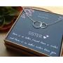 EFYTAL Sister Gifts from Sister, 925 Sterling Silver Double Circle Necklace, Birthday Jewelry Gift Necklaces for Sisters, No Better Friend