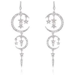 Exaggerated Luxury Sun Moon Stars Drop Earrings Rhinestone Punk Earrings for Women Jewelry Golden Boho Vintage Earrings