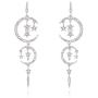 Exaggerated Luxury Sun Moon Stars Drop Earrings Rhinestone Punk Earrings for Women Jewelry Golden Boho Vintage Earrings