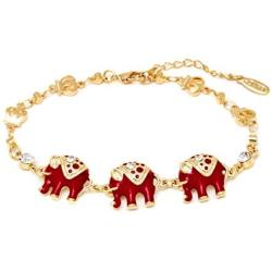 Barzel 18k Gold Plated Triple Elephant Bracelet