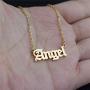 HUTINICE Custom Name Necklace Personalized Jewelry, 18 inch Gold Plated Chain Gothic Old English Nameplate Necklaces for Women and Girls Birthday Gift