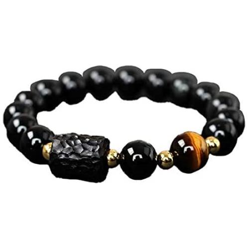 Red Brown Tiger Eye Natural Stone Crystal Beaded Chakra Obsidian Stretch Bracelets for Men Women Protection Luck Prosperity Jewelry