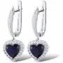 Santuzza Silver Halo Heart Shape 2 Ct Size Simulated Sapphire Color Earrings Crystal White CZ Santuzza Silver Halo Heart Shape 2 Ct Size Simulated Sapphire Color Earrings Crystal White CZ