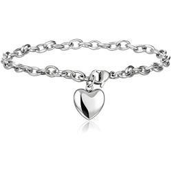 Jstyle Jewelry Womens Heart Charm Bracelets Stainless Steel Link Bracelet Birthday Gifts for Women Jewelry