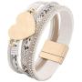 ZSMJYJ Multilayer Leather Wrap Bracelets Cuff Bracelet Magnetic Buckle Gold plated Metal Heart Clasp Jewelry Bohemian Bracelets Gift for Women Girls
