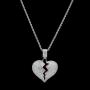 MOCA Broken Heart Chain Necklace & Pendant Iced Out Bling Zircon Hip hop Jewelry Silver