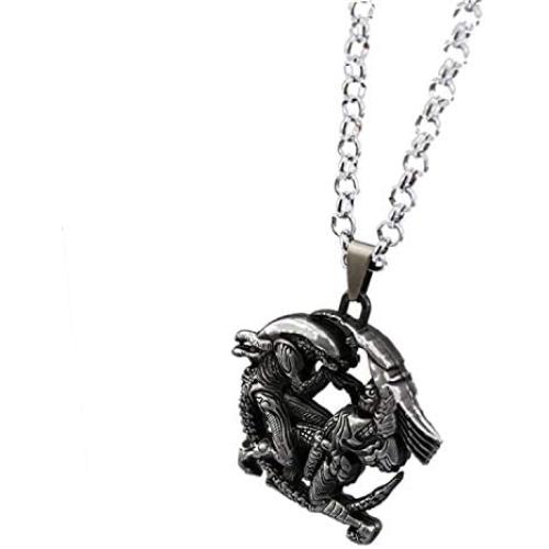 Horror Aliens Pendant Necklaces For Movie Aliens vs Predator Fans Metal Link Chain Jewelry Souvenirs