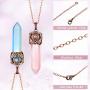 Yaomiao 6 Pieces Antique Wrapped Crystal Necklace Hexagonal Prism Gemstone Healing Necklace Antique Quartz Stone Healing Pendant Prism Pointed Quartz Pendant