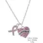 fishhook Crystal Heart Shape Survivor Ribbon Breast Cancer Awareness Pendant Necklace fishhook Crystal Heart Shape Survivor Ribbon Breast Cancer Awareness Pendant Necklace