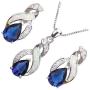 Hermosa Opal Jewelry Set Women Pendant Necklace Stud Earrings Sapphire Rainbow Mystic Topaz with 18'' Chain